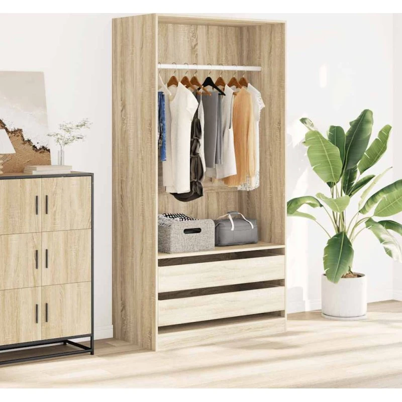 vidaXL klædeskab 100x50x200 cm konstrueret træ Sonoma-eg