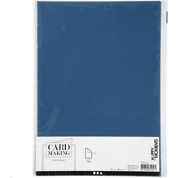 Pergamentpapir A4 210x297 mm, 100 g blå, 10 ark