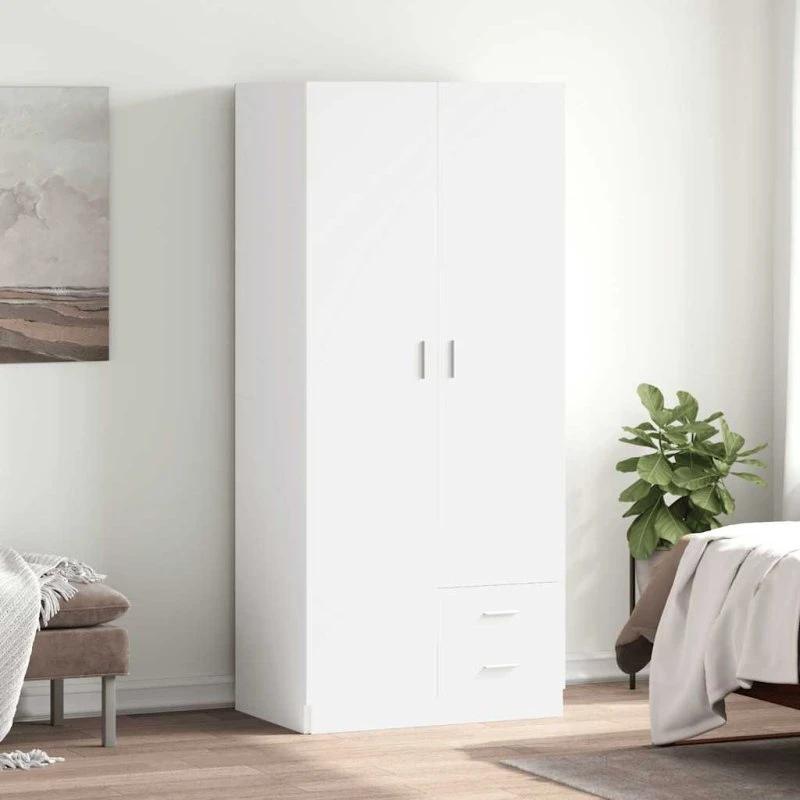 vidaXL klædeskab 80x52x180 cm konstrueret træ hvid