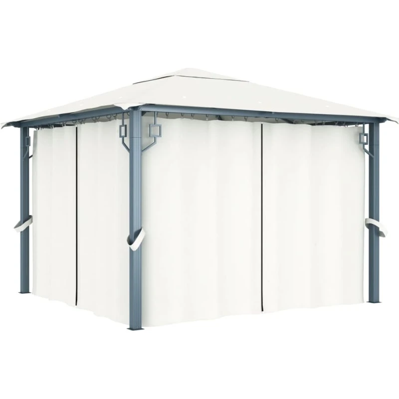 vidaXL havepavillon med gardin 300x300 cm aluminium creme