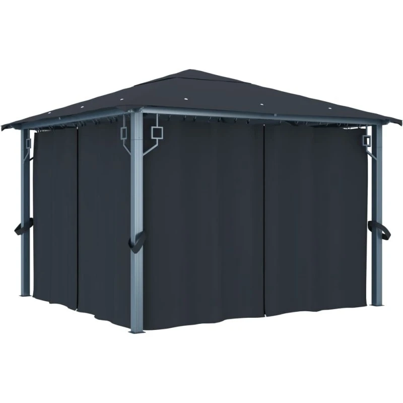 vidaXL havepavillon m. gardin 300x300 cm aluminium antracitgrå
