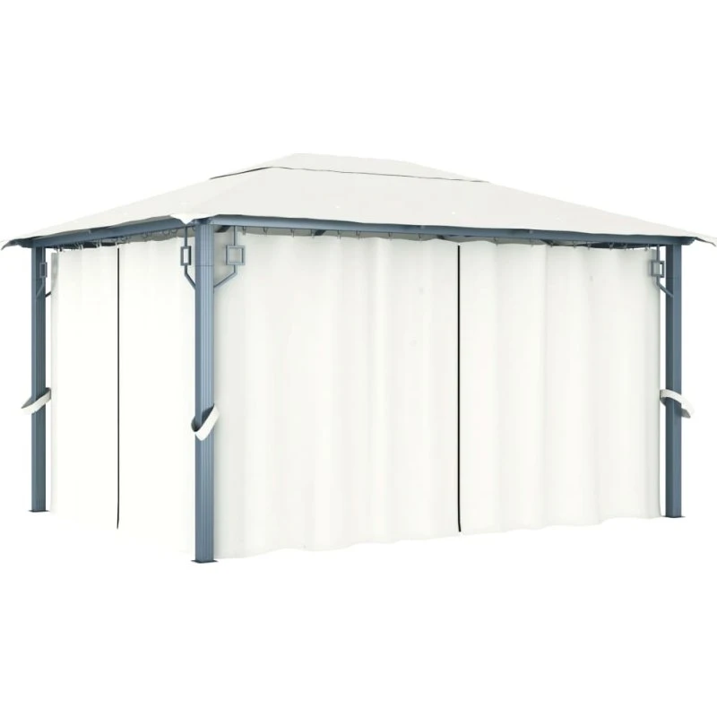 vidaXL havepavillon med gardin 400x300 cm aluminium creme