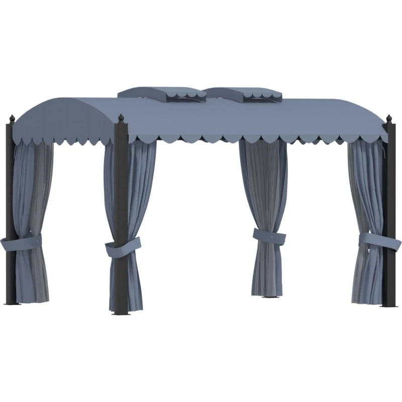 vidaXL pavillon med gardiner 3x4 m stål antracitgrå