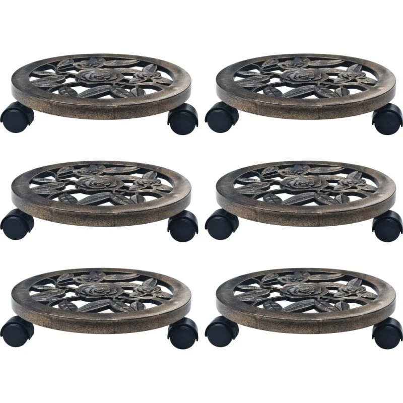 vidaXL plantevogne 6 stk. 30 cm plastik bronzefarvet
