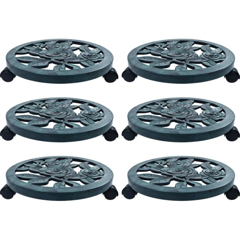 vidaXL plantevogne 6 stk. 38 cm plastik grøn