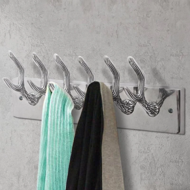 vidaXL knagerække 4 stk. aluminium sølv med gevirmotiv