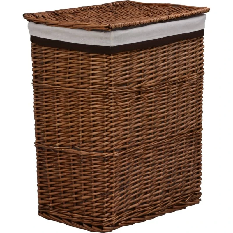 vidaXL vasketøjskurv i pil, brun 43 x 34 x 57,5 cm