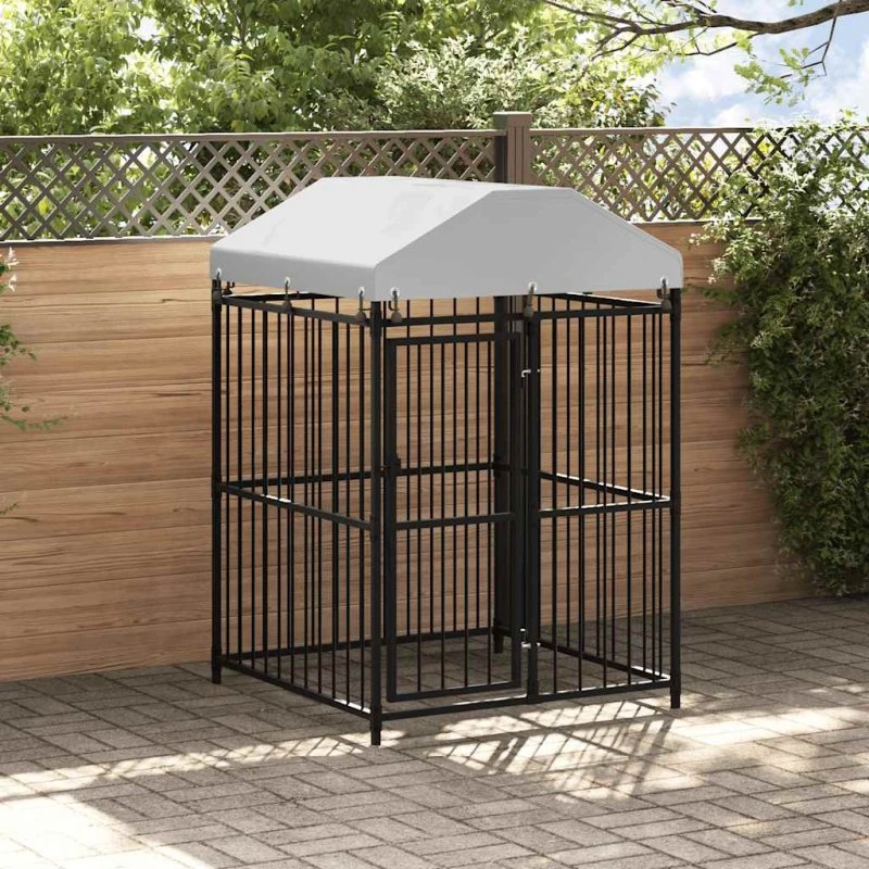 vidaXL udendørs hundebur med tag 120×120×150 cm