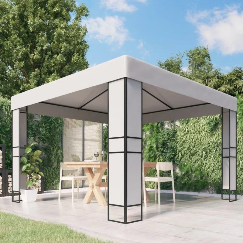 vidaXL pavillon med dobbelttag 3x3 m, hvid