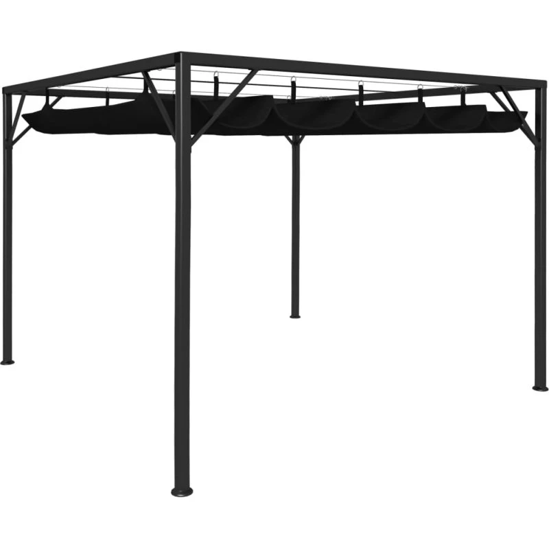 vidaXL pavillon 3x3 m med sammenrulleligt tag, antracitgrå