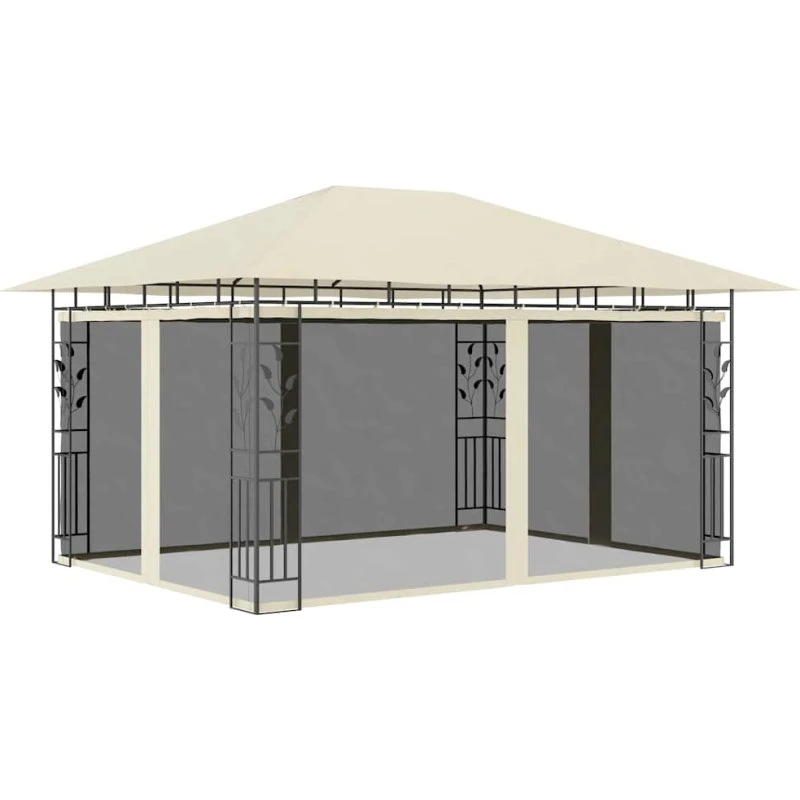 vidaXL pavillon med myggenet 4x3x2,73 m 180 g/m² creme