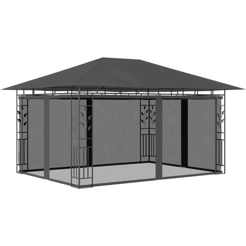 vidaXL Pavillon med myggenet 4x3x2,73 m 180 g/m² antracit