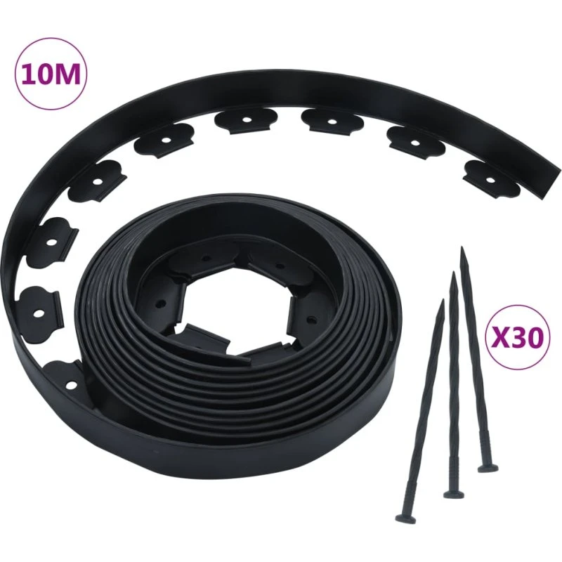 vidaXL fleksibel plænekant 10 m med 30 spyd – 5 cm