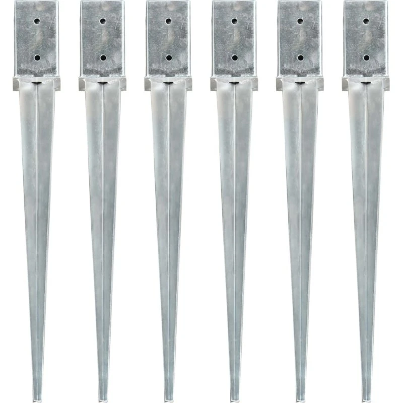 vidaXL jordpløkker 6 stk 8x8x76 cm galvaniseret stål