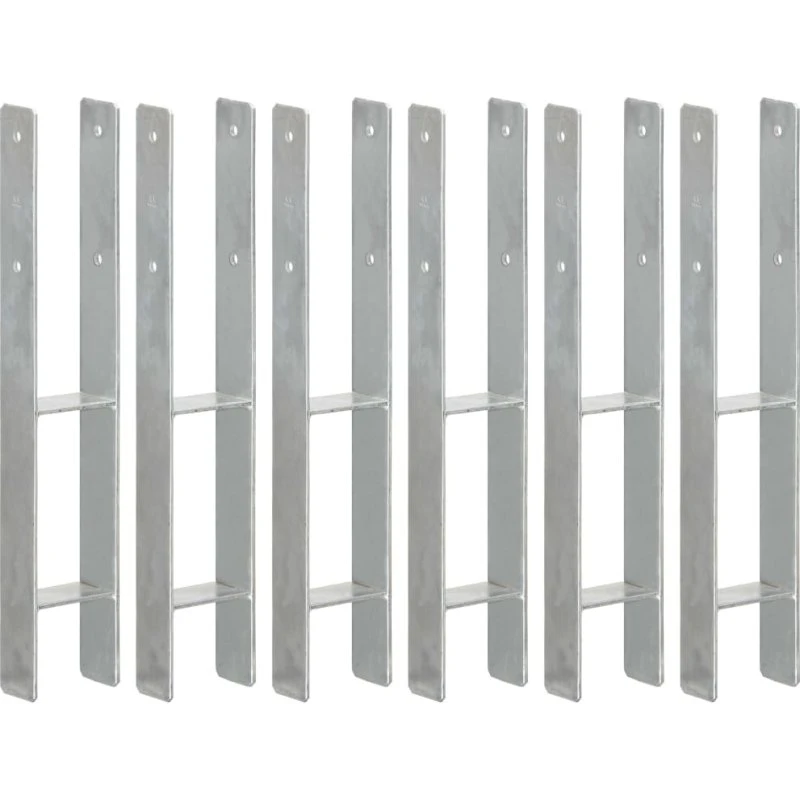 vidaXL hegnspløkker 6 stk. 9x6x60 cm galvaniseret stål sølvfarvet