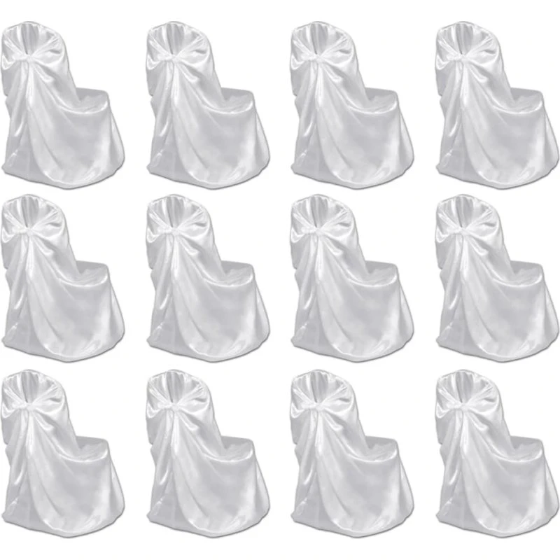 vidaXL stoleovertræk 12 stk. satin hvid 110x140 cm