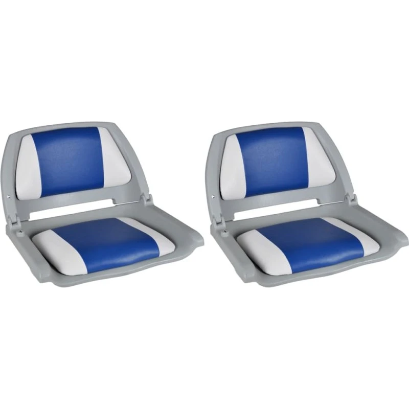 vidaXL bådsæder 2 stk. foldbart ryglæn blå/hvid 41x51x48 cm