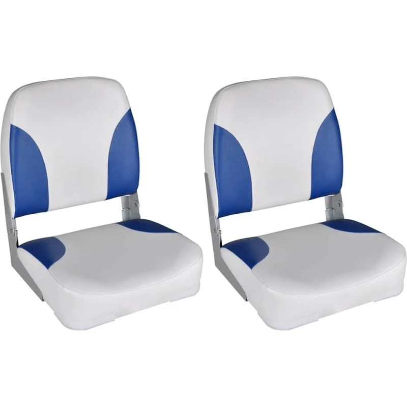 vidaXL 2 stk. bådsæder med foldbart ryglæn blå/hvid 41x36x48 cm