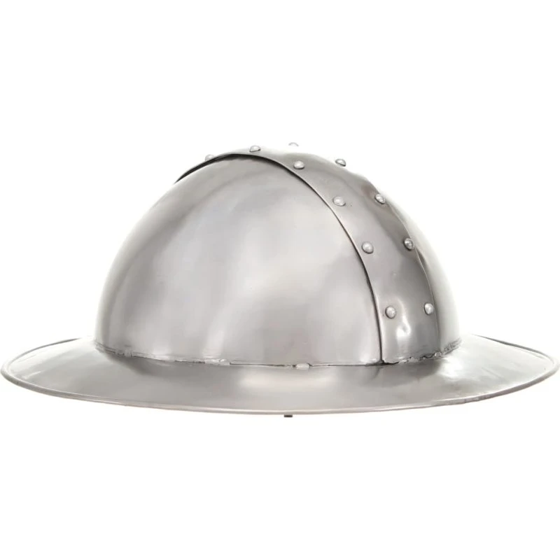 vidaXL middelalderlig ridderhjelm (Kettle Hat) 18-gauge stål, sølv