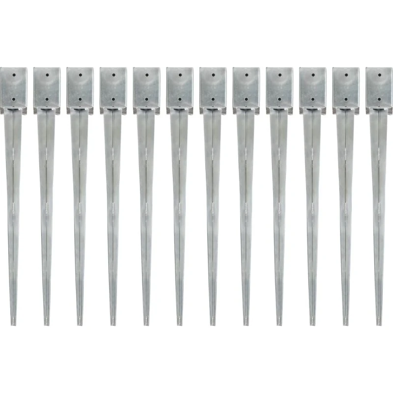 vidaXL jordpløkker 12 stk. 9x9x90 cm galvaniseret stål