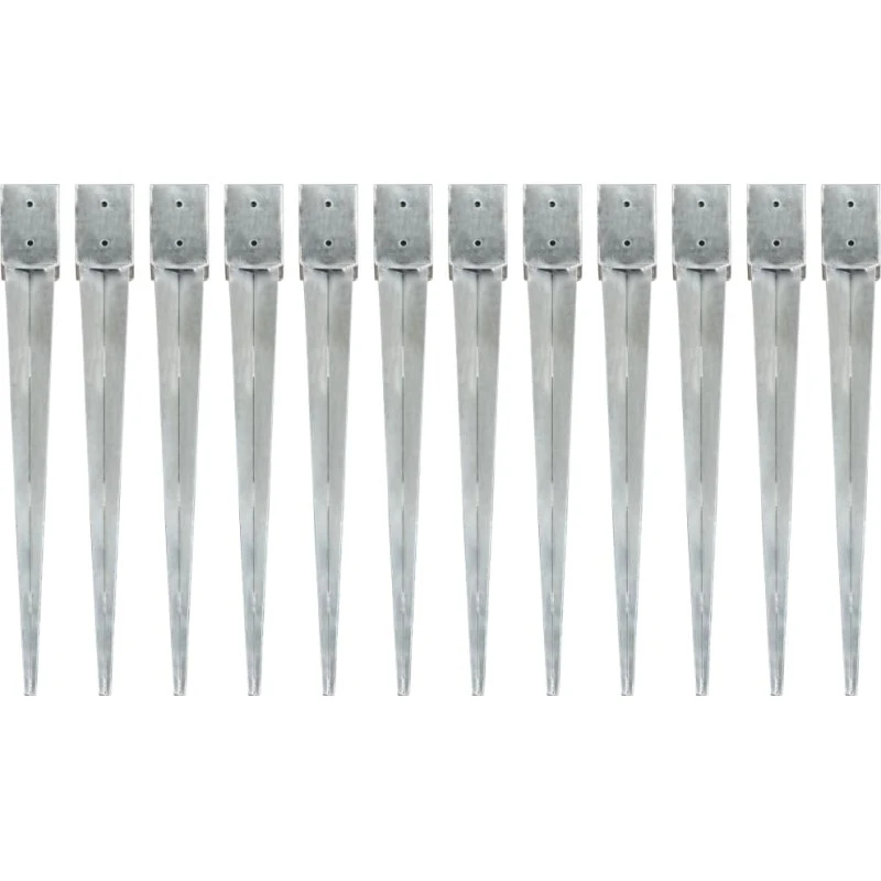 vidaXL jordpløkker 12 stk. 10x10x91 cm galvaniseret stål