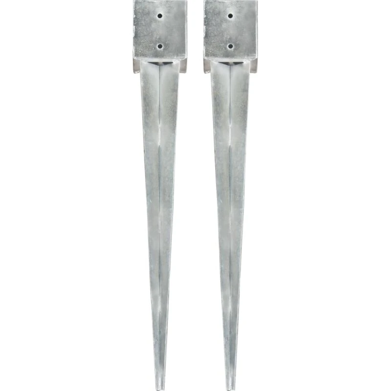 vidaXL jordpløkker 2 stk 12 x 12 x 89 cm galvaniseret stål sølv