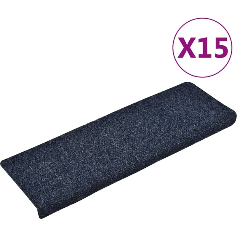 vidaXL selvklæbende trappemåtter 15 stk 65x21x4 cm blå