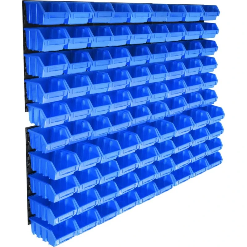 vidaXL opbevaringssæt med vægpaneler 96 dele, blå