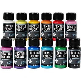 Tekstilmaling 50 ml, ass. farver 12 stk