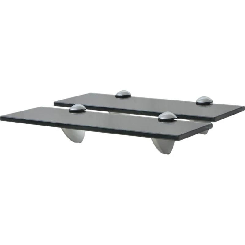 vidaXL svævehylde i sort hærdet glas 30 x 10 cm (8 mm) 2 stk