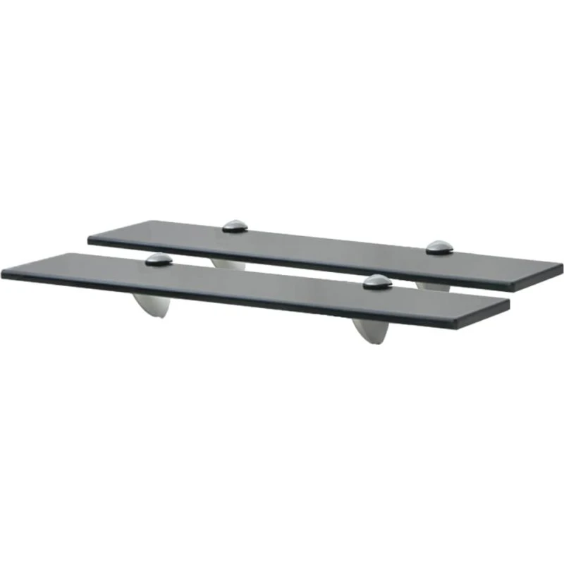 vidaXL svævehylde 2 stk. 50 x 10 cm 8 mm hærdet glas (sort)