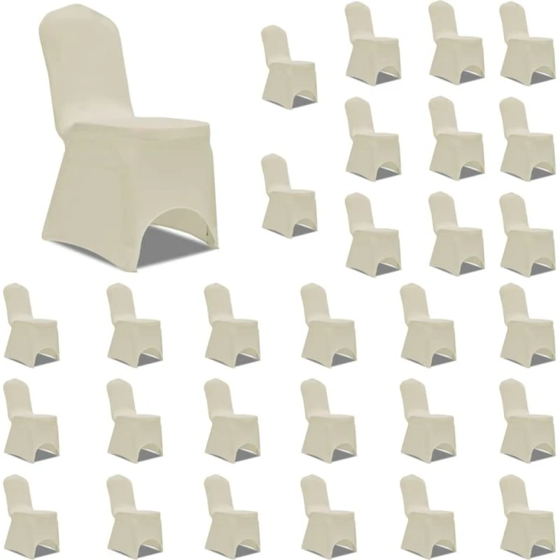 vidaXL Stoleovertræk 30 stk. stretch creme (op til 100 cm)