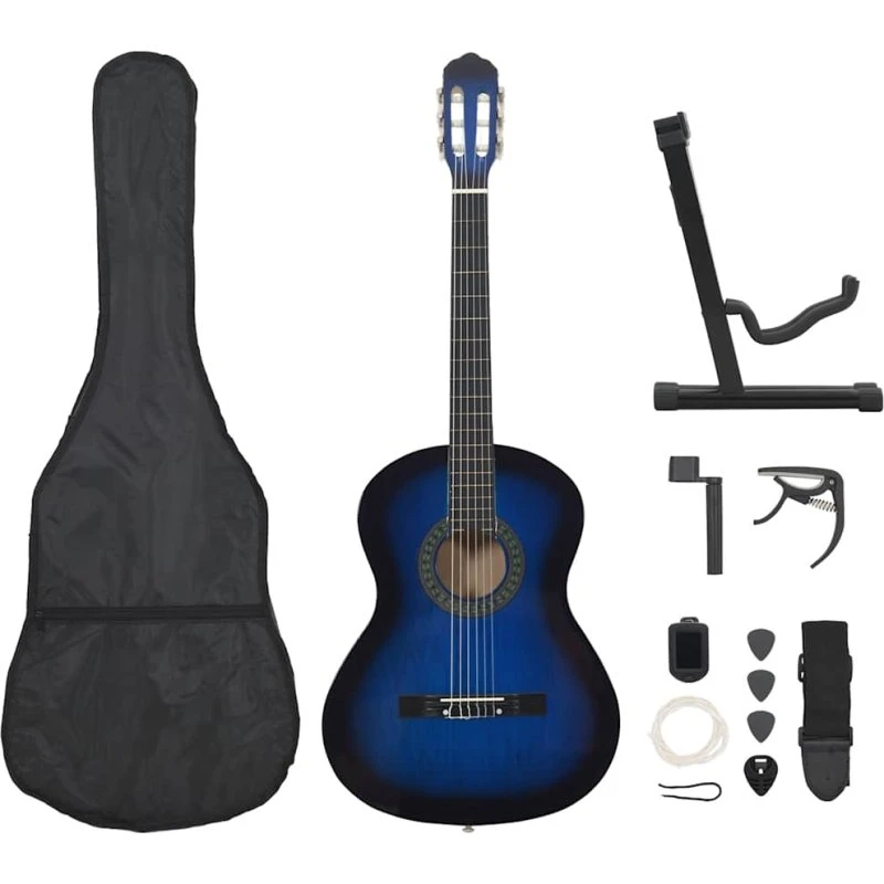 vidaXL klassisk guitarsæt 12 dele 4/4 (65 cm / 39")