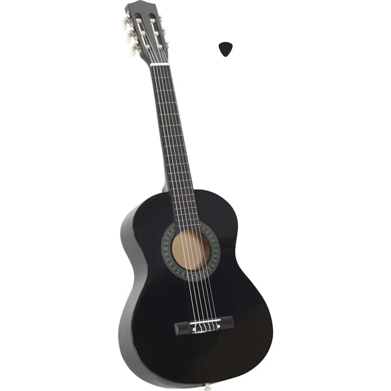 vidaXL klassisk guitar 1/2 (34") – sort, lindetræ