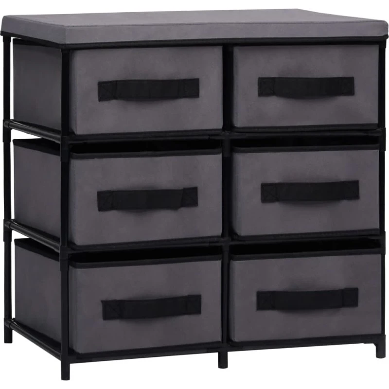 vidaXL opbevaringsreol 6 skuffer 55x29x55 cm, stål/grå