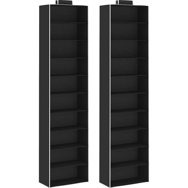 vidaXL Hængeopbevaring 2 stk. 10 hylder stof, sort/hvid