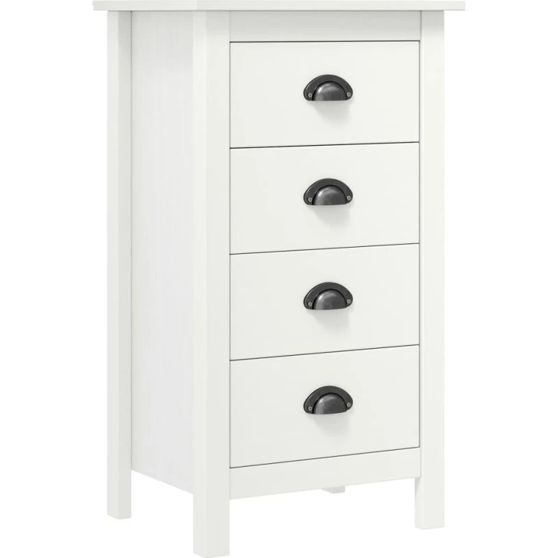 vidaXL Skænk Hill 46x35x80 cm - Massivt fyrretræ, hvid