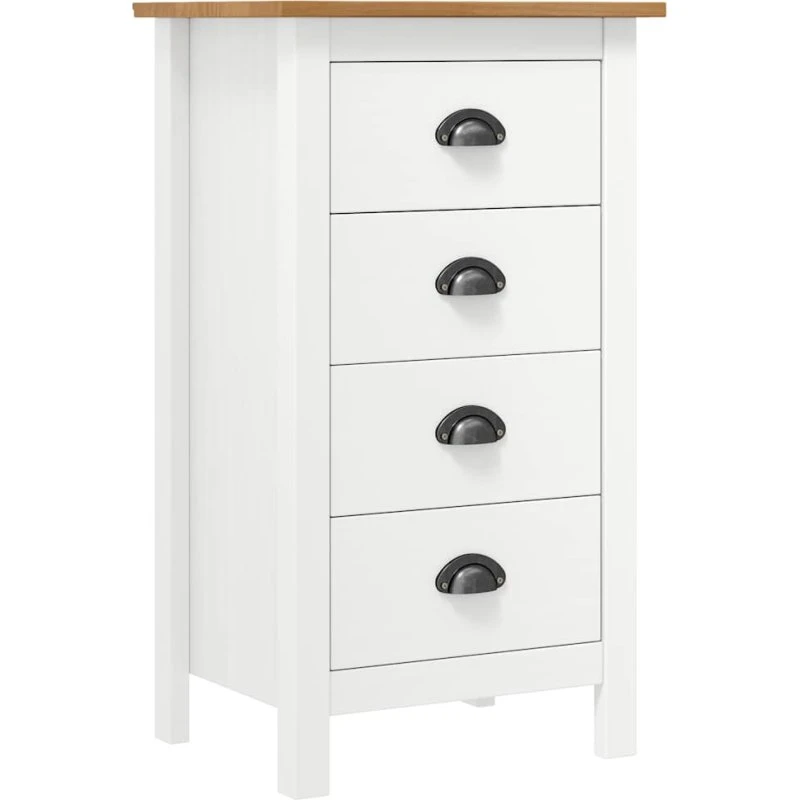 vidaXL Skænk Hill 46x35x80 cm massivt fyrretræ hvid/honningbrun