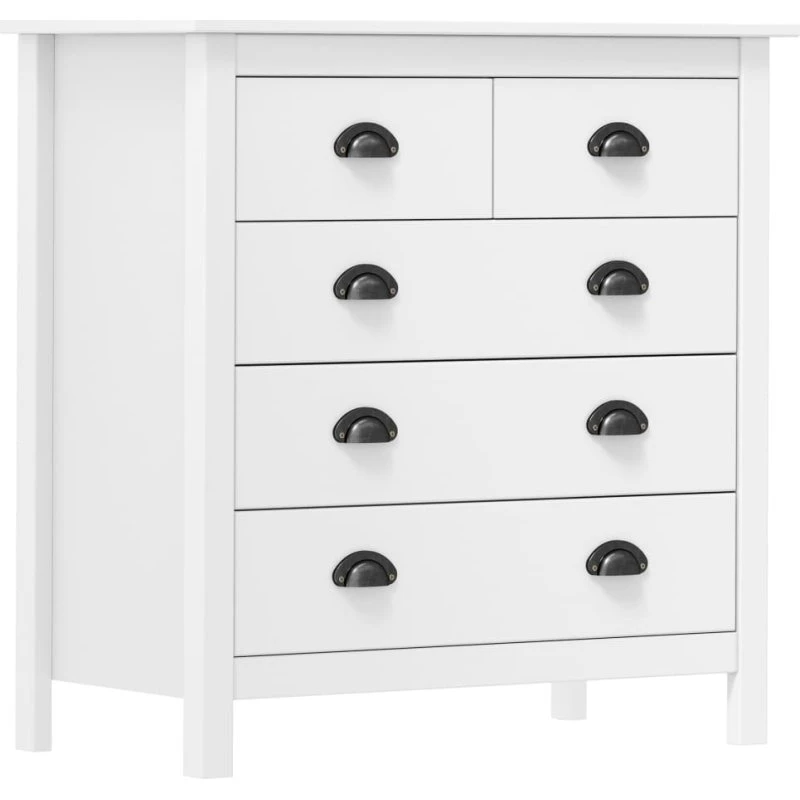 vidaXL Skænk Hill 79x40x80 cm massivt fyrretræ, hvid