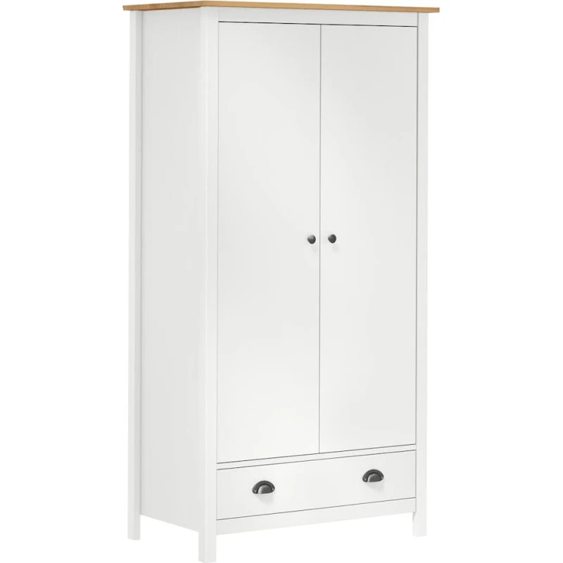 vidaXL Hill klædeskab 89x50x170 cm massivt fyrretræ, hvid/brun