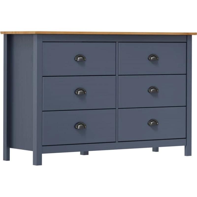 vidaXL Skænk Hill 125x40x80 cm, massivt fyrretræ, grå