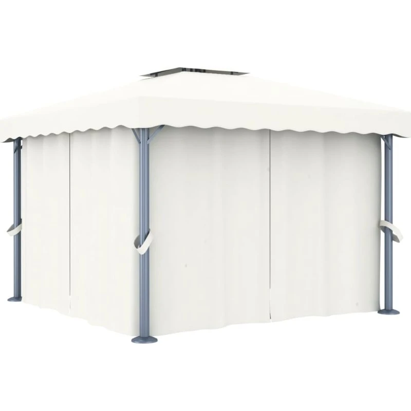 vidaXL pavillon med gardin 3x3 m aluminium cremefarvet