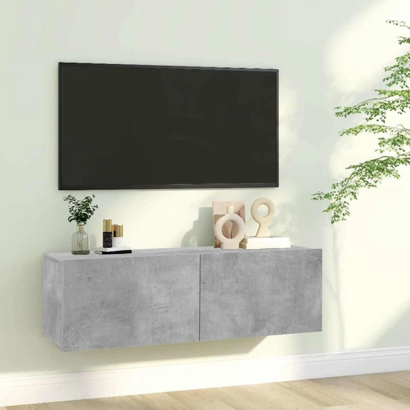 vidaXL vægmonteret tv-bord 100x30x30 cm betongrå