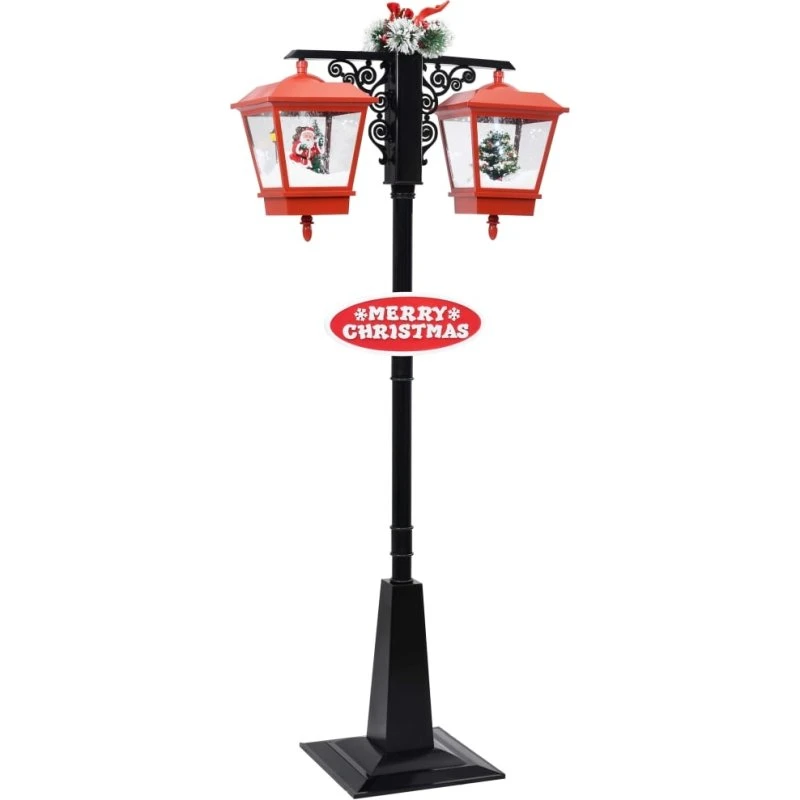 vidaXL julegadelampe med julemand 81x40x188 cm, sort/rød
