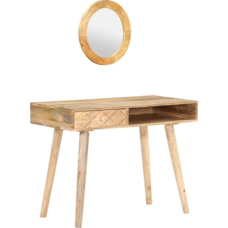 vidaXL kosmetikbord i massivt mangotræ 100x50x76 cm