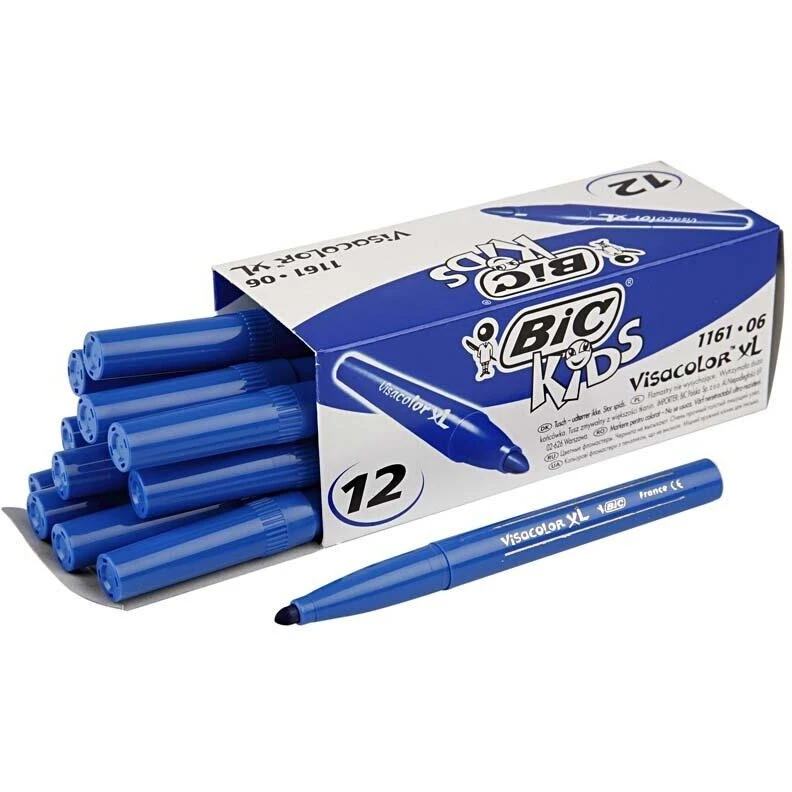 BIC Visa Color tusch 3 mm, mørk blå, 12 stk.