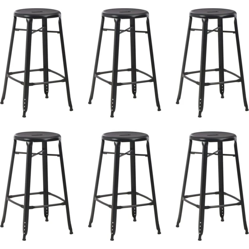 vidaXL Barstole 6 stk. Pulverlakeret stål, sort