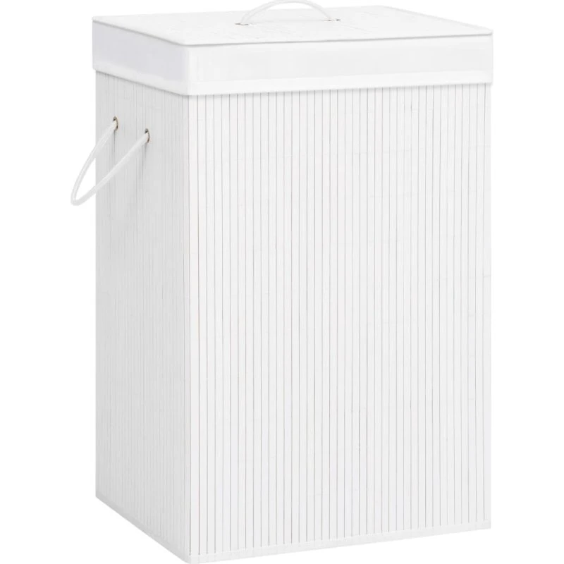 vidaXL vasketøjskurv 2 rum 72 l bambus, hvid