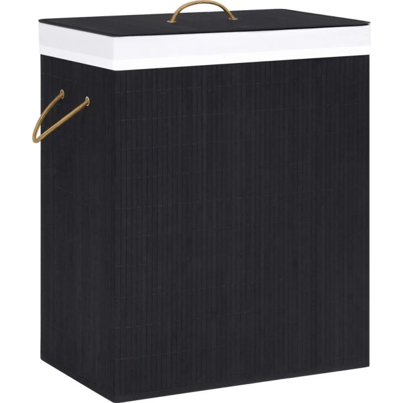 vidaXL vasketøjskurv 2 rum 100 L bambus sort