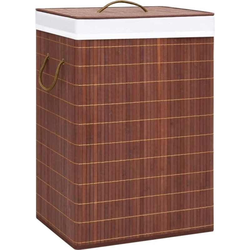 vidaXL vasketøjskurv 2 rum 72 L bambus, mørkebrun